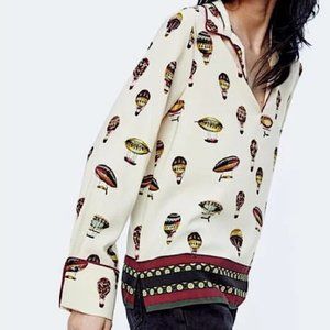 RARE Zara Hot Air Balloon Collared Top Size Medium